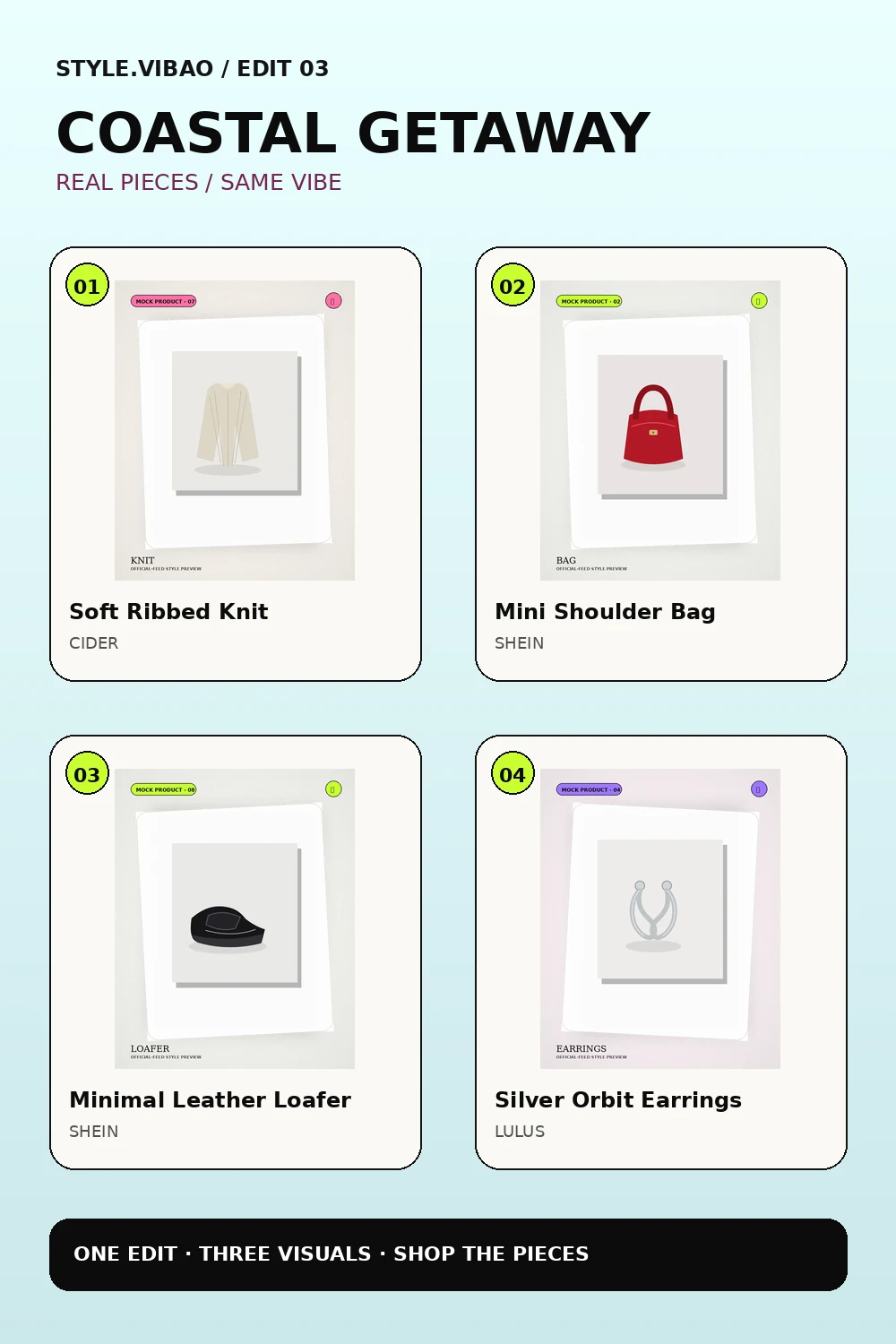 Featured real pieces from Coastal Getaway