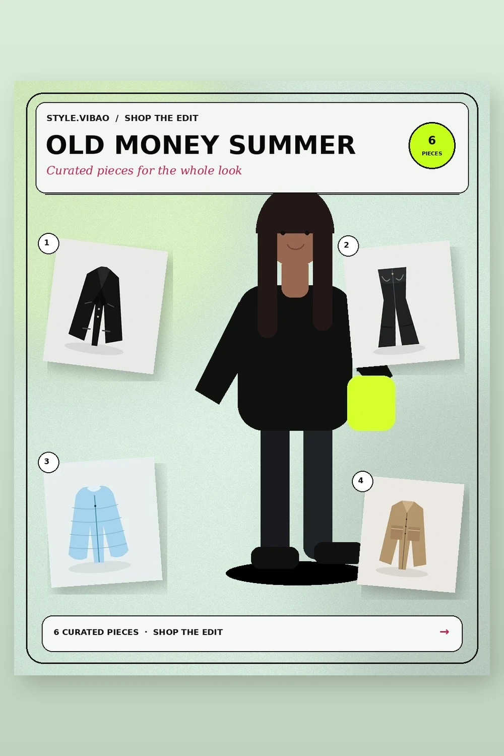 Old Money Summer fashion moodboard