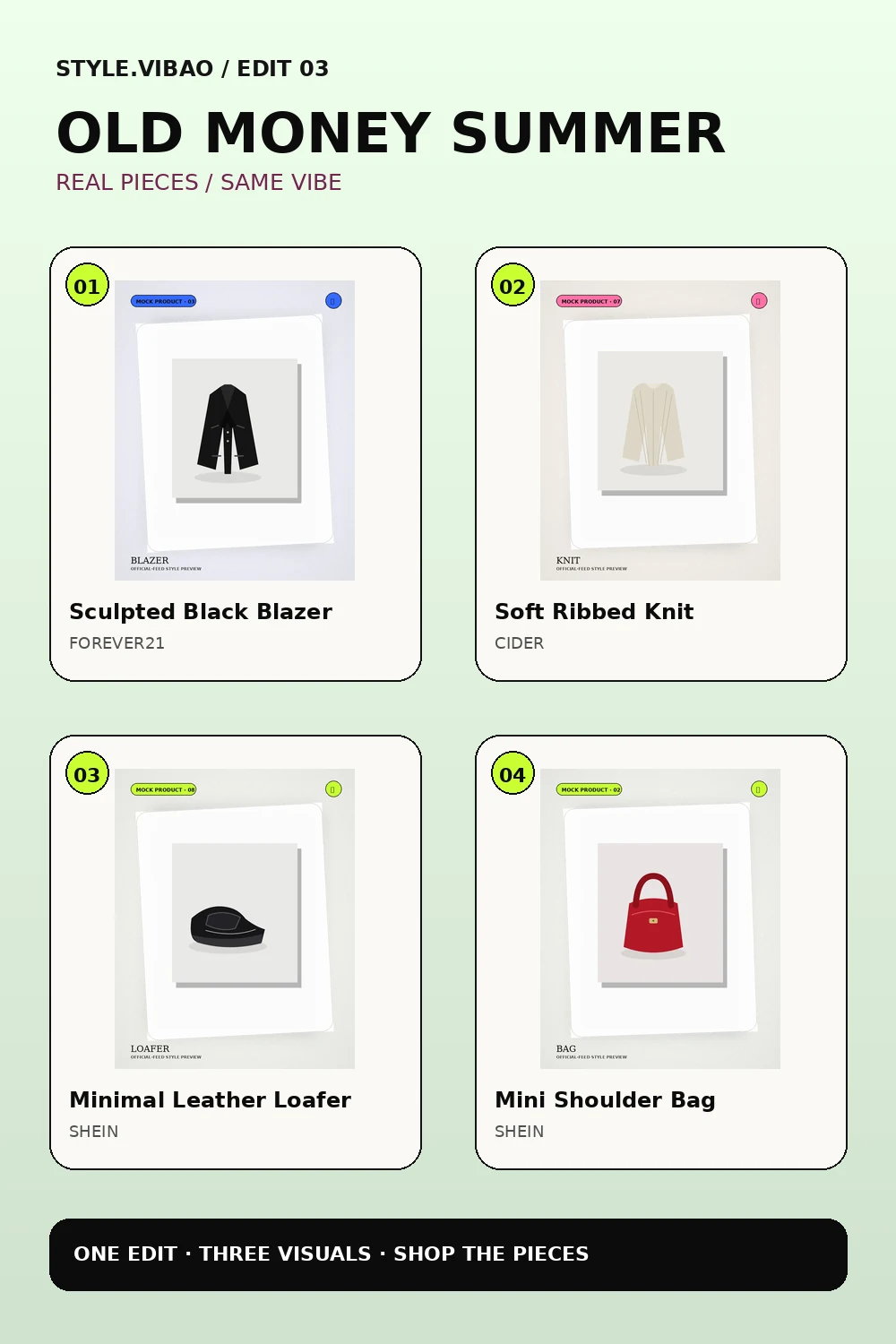 Featured real pieces from Old Money Summer