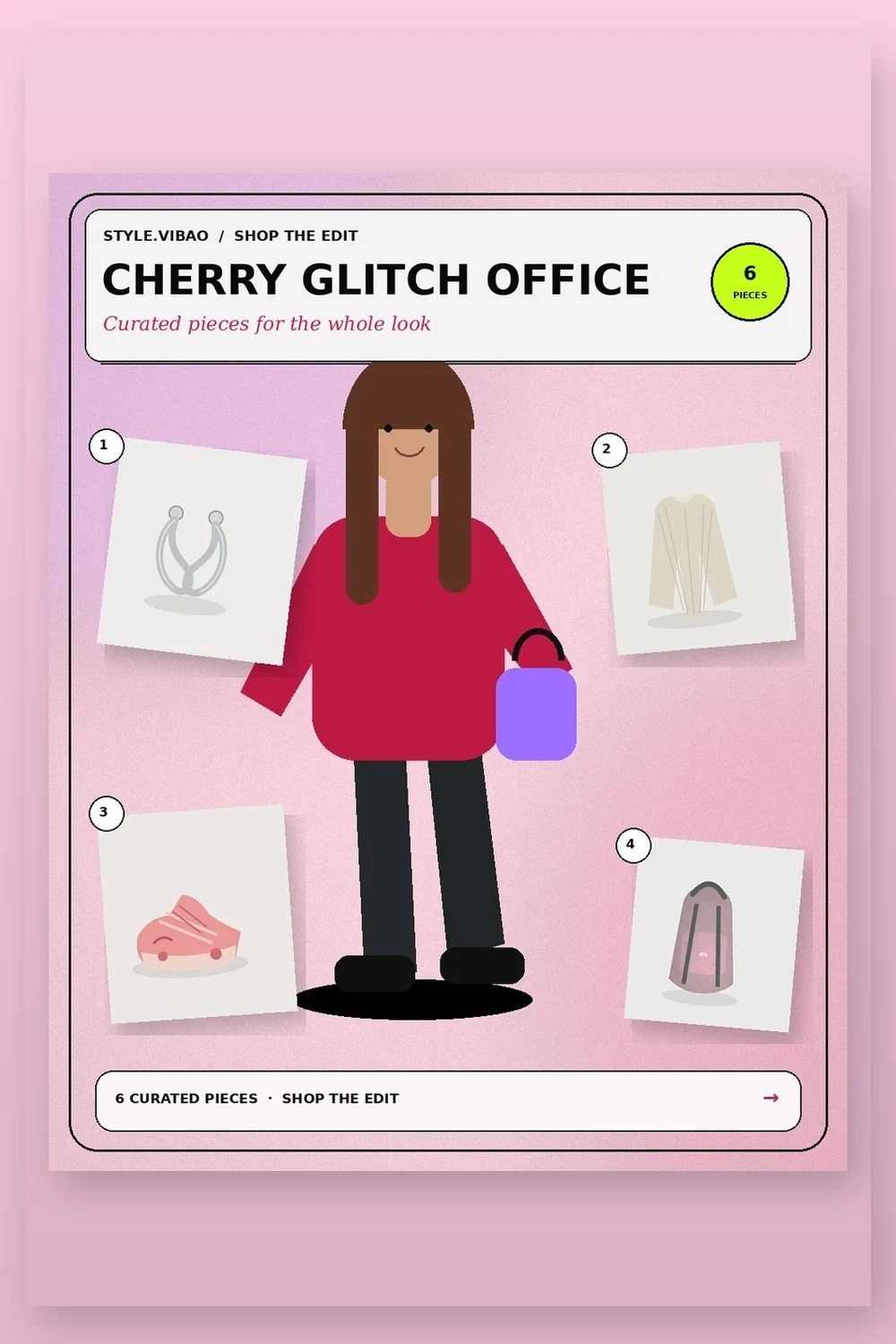 Cherry Glitch Office fashion moodboard