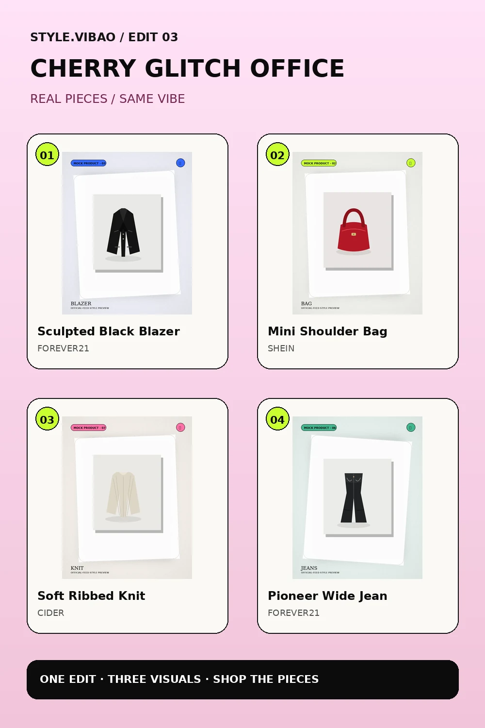 Featured real pieces from Cherry Glitch Office