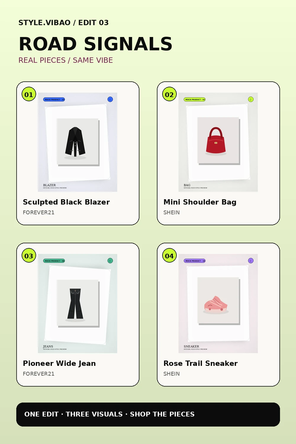 Featured real pieces from Road Signals